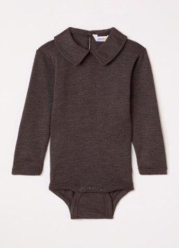 Joha Meisjes Romper in zijdeblend met kraag in de kleur Donkerbruin, maat: 68