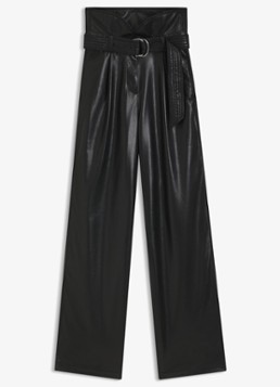 BOSS Dames High waist straight fit pantalon van imitatieleer in de kleur Zwart