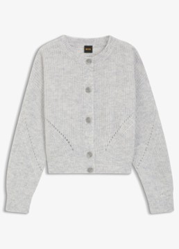 BOSS Dames Fijngebreid vest in wolblend in de kleur Grijs