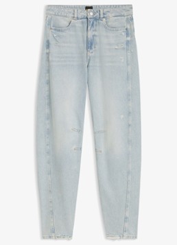 BOSS Dames High waist balloon fit jeans met lichte wassing in de kleur Denim