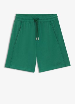BOSS Dames Korte joggingbroek met logoborduring in de kleur Dark Green-302 / Groen