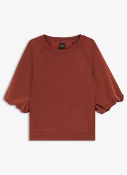 BOSS Dames Sweater met ballonmouw in de kleur Dark Red-604 / Rood