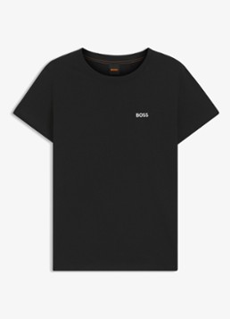BOSS Dames T-shirt van katoenen jersey met logodetail in de kleur Black-001 / Zwart
