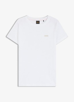 BOSS Dames T-shirt van katoenen jersey met logodetail in de kleur