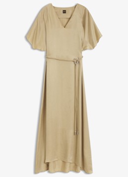 BOSS Dames Midi jurk met ceintuur in de kleur Beige