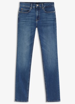 BOSS Dames Mid waist slim fit jeans met logoborduring in de kleur Denim