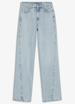 BOSS Dames high waist wide jeans met lichte wassing in de kleur Open Blue-460 / Lichtblauw