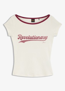 BOSS Dames T-shirt met logo in de kleur Creme