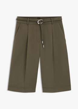 BOSS Dames High waist wide fit korte broek met ceintuur in de kleur Khaki