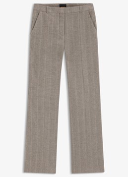 BOSS Dames high waist flared fit pantalon met visgraat dessin in de kleur Middengrijs