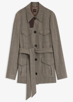 BOSS Dames Blazer met strikceintuur in de kleur Grijs