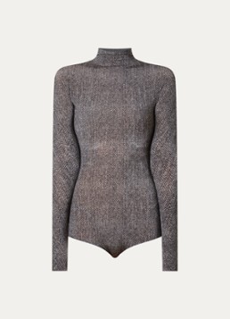 Maison Margiela Dames Body met visgraatdessin en col in de kleur Grijs, maat: M