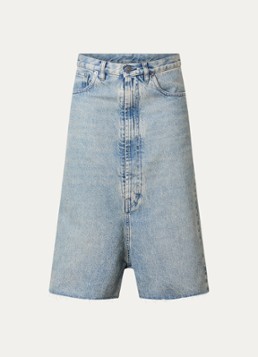 Maison Margiela Dames High waist wide fit korte broek van denim in de kleur Indigo, maat: W 28