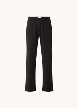 SAMSØE SAMSØE Dames Hoys high waist straight fit trackpants van polyester in de kleur Zwart, maat: XL