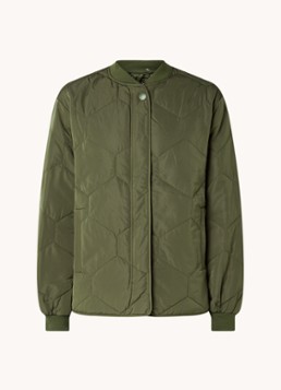 Whistles Dames Ida jack met quilt patroon en steekzakken in de kleur Legergroen