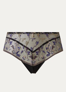 Aubade Dames Midnight Opera slip van mesh met borduring in de kleur Donkerblauw, maat: 42