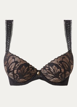 Aubade Dames After Hours beugel bh met overlay van kant in de kleur Zwart, maat: E65