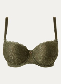 Aubade Dames Rosessence voorgevormde beugel bh van kant in de kleur Mosgroen, maat: F75