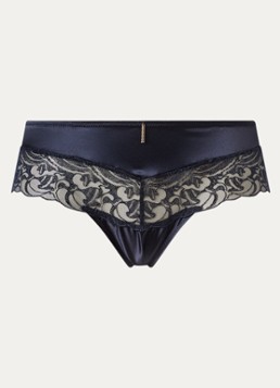 Aubade Dames Satin Memories slip van mesh met satijn in de kleur Donkerblauw, maat: 42