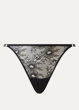 Aubade Dames Cheeky Love slip van kant met gestrikt detail in de kleur Zwart, maat: 1 SIZE