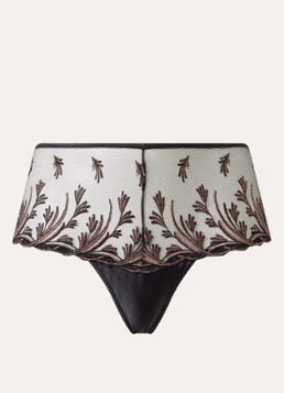 Aubade Dames Cosmic Romance high waisted shorty van mesh met lurexborduring in de kleur Zwart, maat: 44