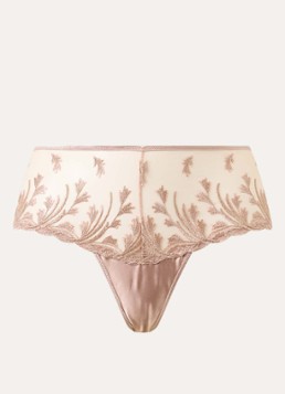 Aubade Dames Cosmic Romance high waisted shorty van mesh met lurexborduring in de kleur Oudroze, maat: 42
