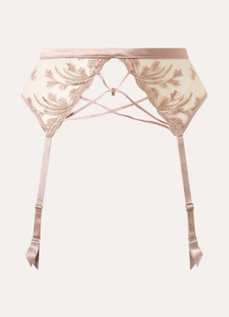 Aubade Dames Cosmic Romance jarretels van mesh met lurexborduring in de kleur Oudroze, maat: S