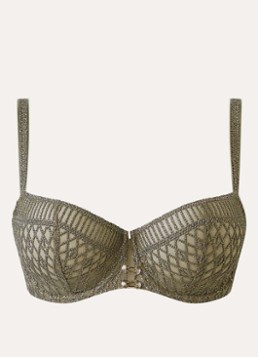 Aubade Dames Stardust Dream balconette bh van mesh met lurex in de kleur Mosgroen, maat: E80
