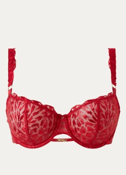 Aubade Dames Crazy In Love balconette bh van mesh in de kleur Rood, maat: F80