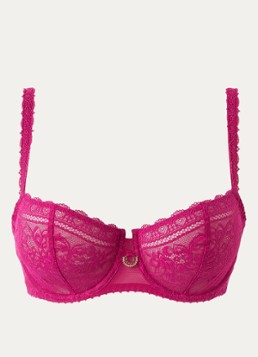 Aubade Dames Ivresse Baroque balconette bh van kant in de kleur Fuchsia, maat: F80