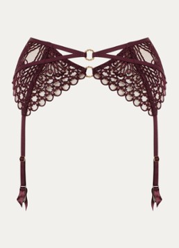 Aubade Dames Eloge Du Desir jarretels van mesh in de kleur Aubergine, maat: L