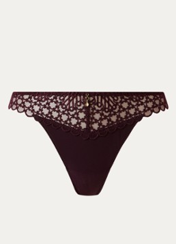 Aubade Dames Eloge Du Desir string van mesh in de kleur Aubergine, maat: 40