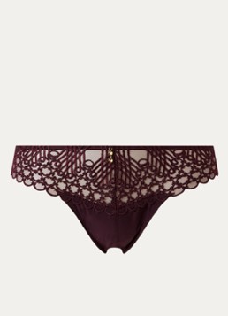 Aubade Dames Eloge Du Desir slip van mesh in de kleur Aubergine, maat: 42