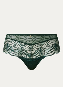 Aubade Dames Vibes shorty van mesh met borduring in de kleur Donkergroen, maat: 40