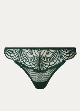 Aubade Dames Vibes string van mesh met borduring in de kleur Donkergroen, maat: 42