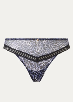 Aubade Dames Vibrant Emotion string met panterprint in de kleur Donkerblauw, maat: 40