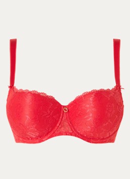 Aubade Dames Rosessence voorgevormde bh met overlay van kant in de kleur Rood, maat: E75