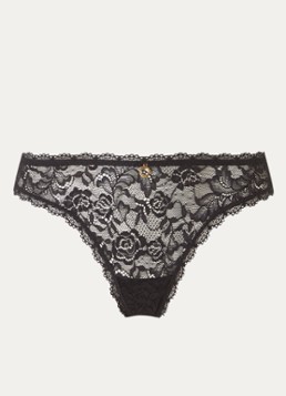 Aubade Dames Rosessence tanga van kant in de kleur Zwart, maat: 44