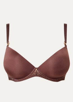 Aubade Dames Sheer Emotion voorgevormde plunge bh in de kleur Chocoladebruin, maat: E80