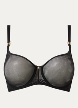 Aubade Dames Sheer Emotion beugel bh van mesh met borduring in de kleur Zwart, maat: B75