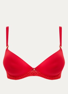 Aubade Dames Push-up bh met mesh en borduring in de kleur Rood, maat: E65