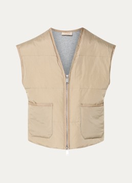 Mos Mosh Dames MMManja gewatteerde bodywarmer met opgestikte zakken in de kleur Donkerbeige