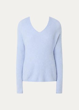 Mos Mosh Dames MMThora fijngebreide pullover in alpaca wolblend met V-hals in de kleur Eventide / Lichtpaars