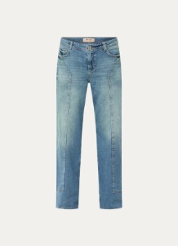 Mos Mosh Dames MMDara Remy mid waist straight leg jeans met steekzakken in de kleur Indigo