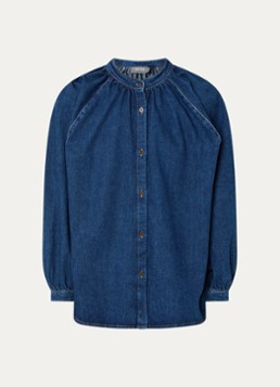 Mos Mosh Dames MMBello blouse van denim met ballonmouw in de kleur Indigo