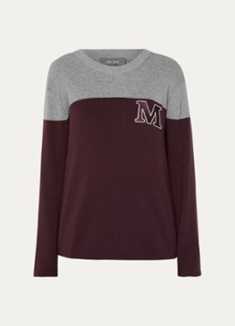 Mos Mosh Dames MMFast fijngebreide pullover met logoborduring in de kleur Aubergine
