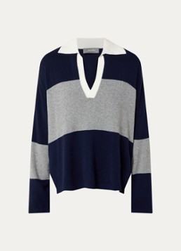 Mos Mosh Dames MMWylie Tani fijngebeide pullover in kasjmierblend in de kleur Donkerblauw