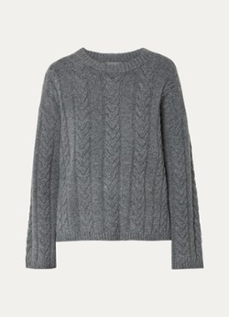 Mos Mosh Dames MMBryndis kabelgebreide pullover van wol in de kleur Grijs