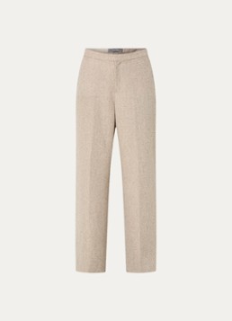 Mos Mosh Dames MMLeya high waist wide fit pantalon met gemêleerd dessin in de kleur Beige