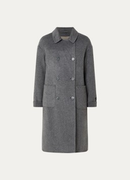 Mos Mosh Dames MMLucca Loisa double-breasted mantel in alpaca wolblend met opgestikte zakken in de kleur Grijsmele